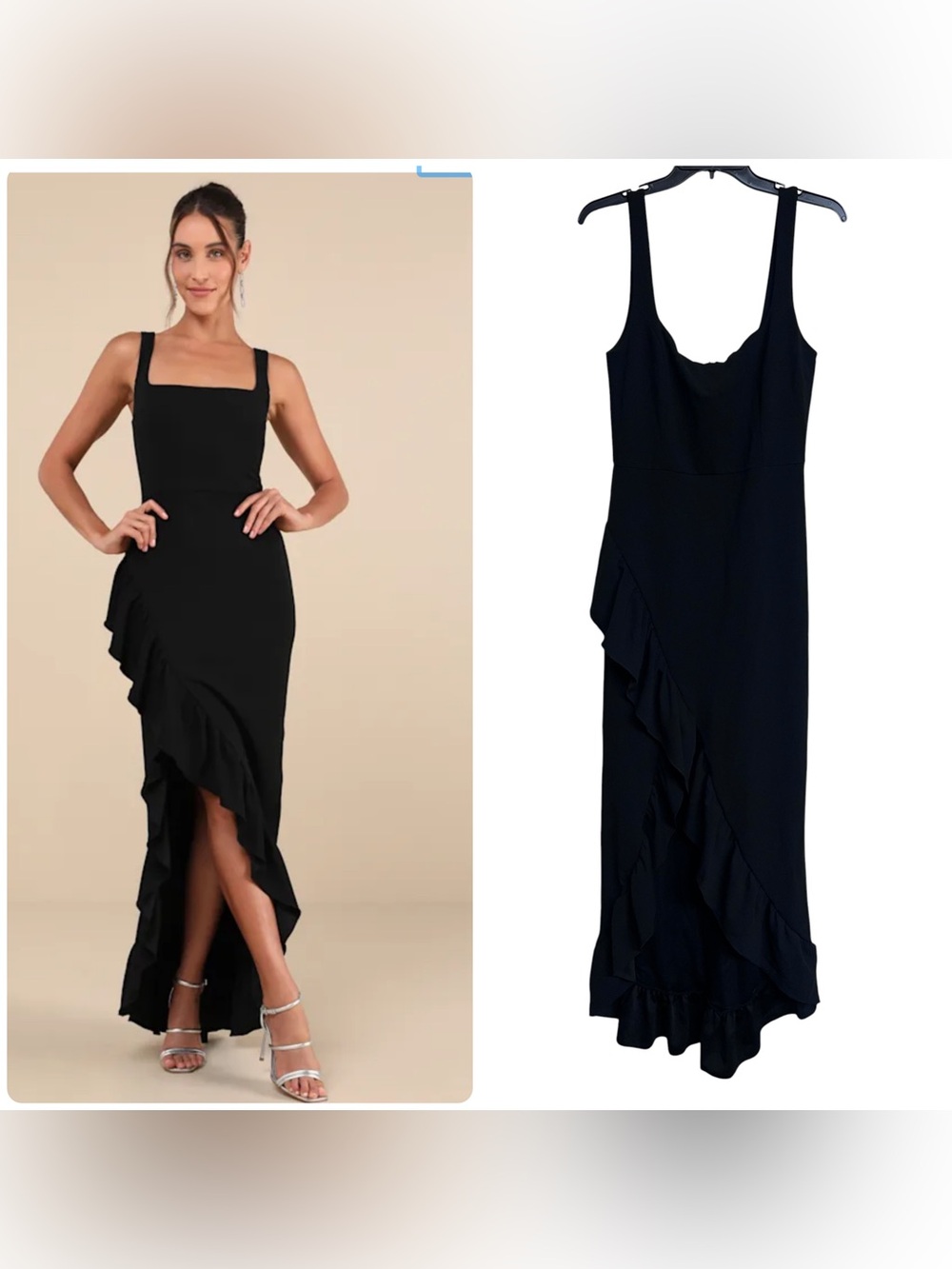 New Lulus‎ Immaculate Excellence Black Sleeveless Ruffled Tulip Maxi Dress